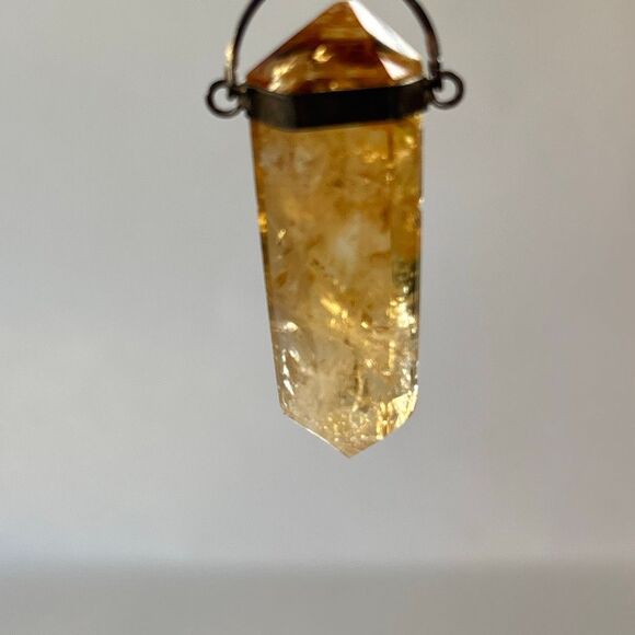 Vintage sterling silver 925 yellow citrine point pendant 9.27g 1.9" stunning - Picture 5 of 6